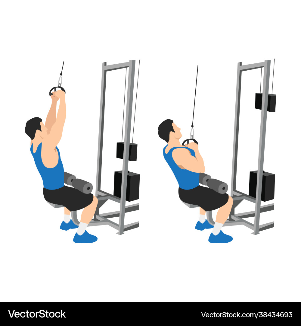 Man doing v bartriangle bar lat pulldowns Man doing v bartriangle bar lat pulldowns vector image