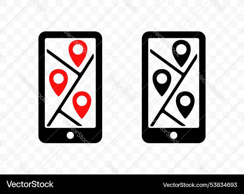 Map with pinpoints on smartphone geolocation Vector Image