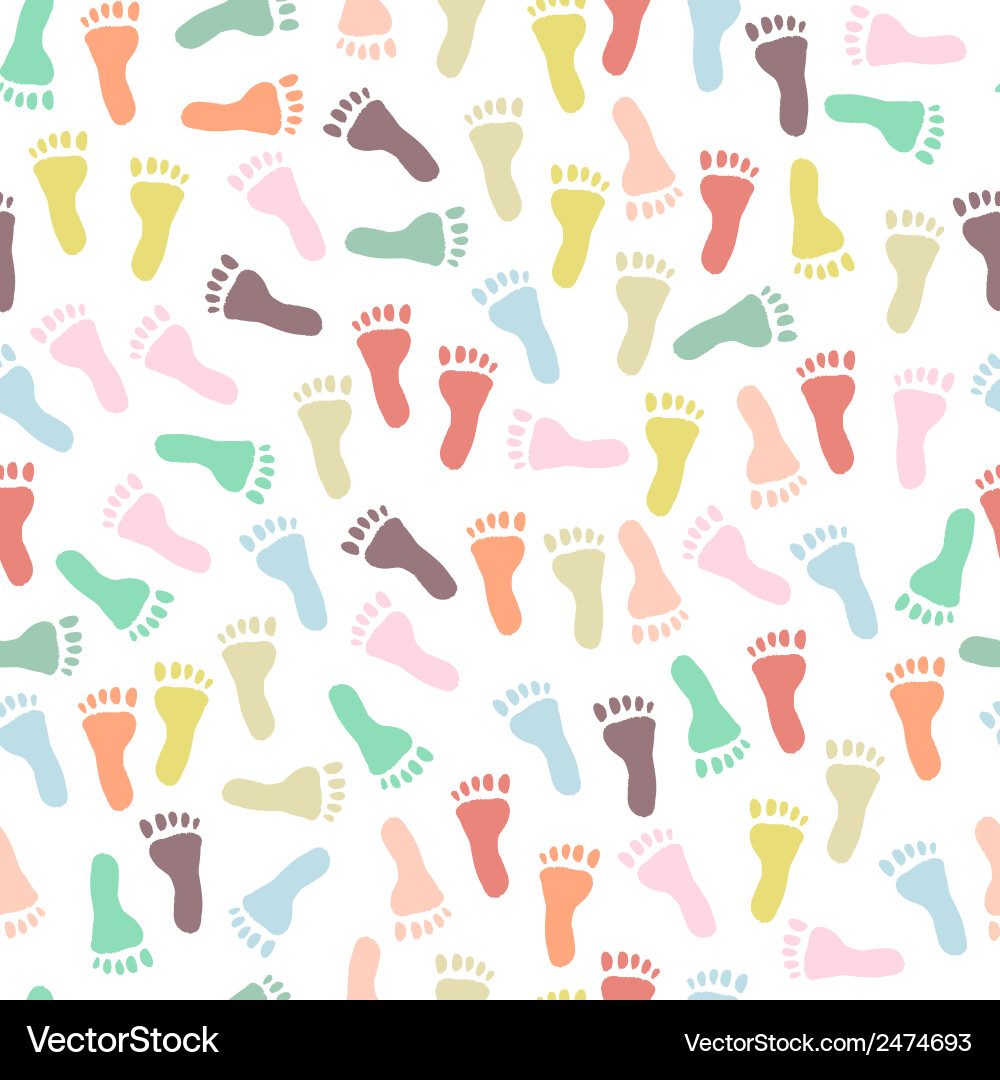 Seamless pattern with colorful footprints Vector Image