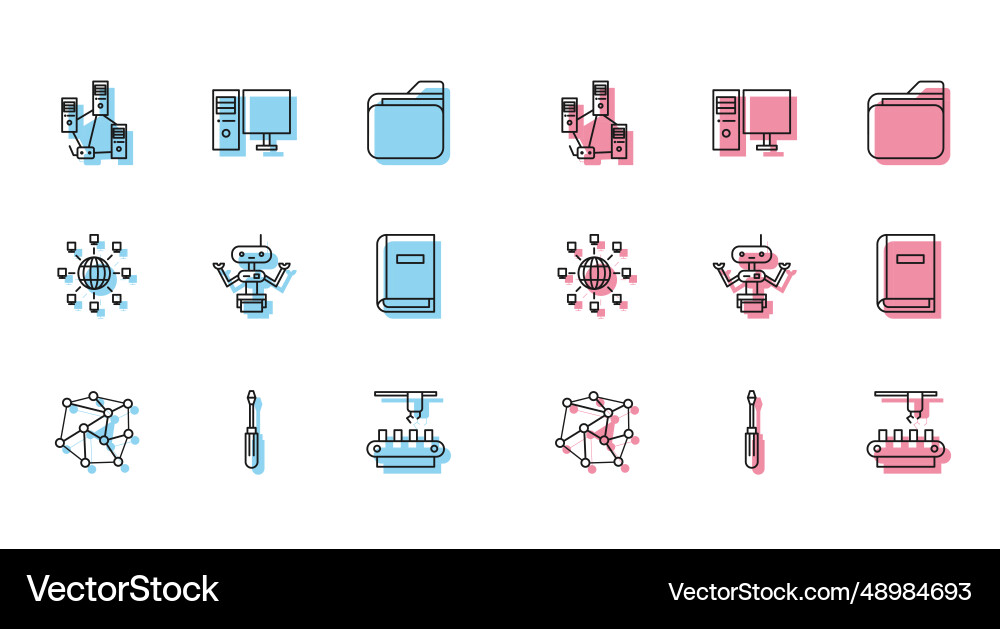 Set line neural network screwdriver computer Set line neural network screwdriver computer Vector Image