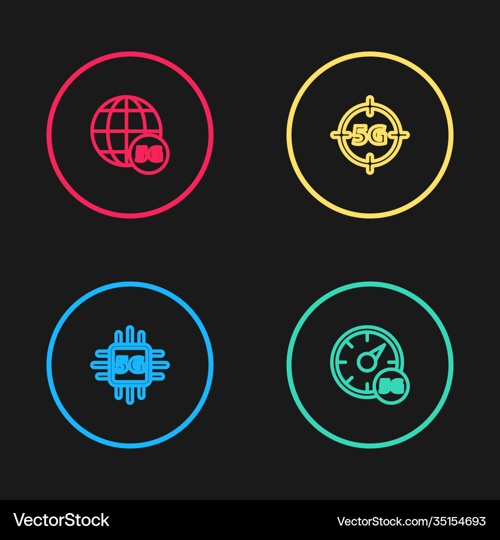 Set line processor 5g digital speed meter Vector Image
