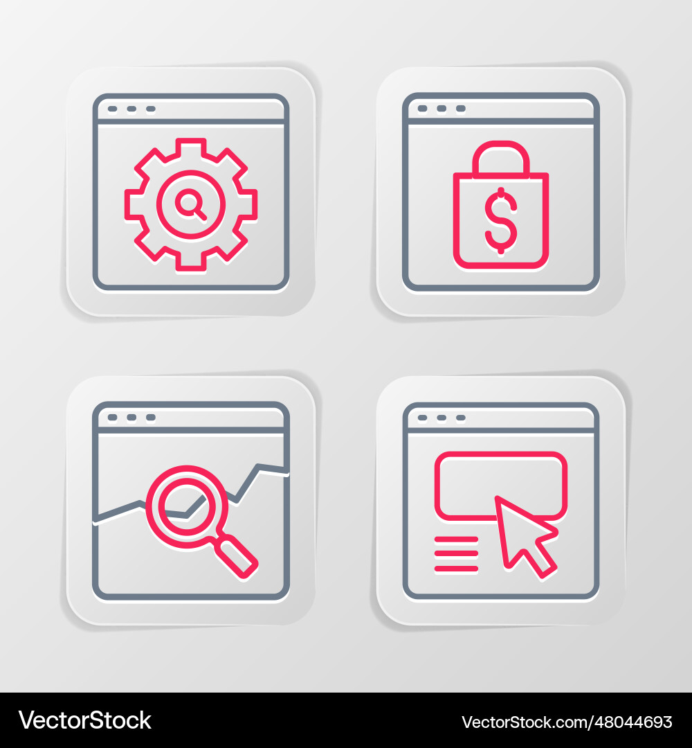 Set line ui or ux design website with stocks Set line ui or ux design website with stocks vector image