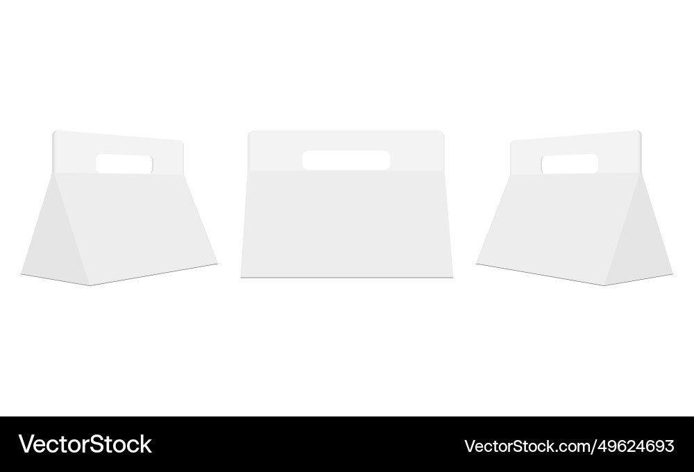 Triangle boxes with handles front side view Vector Image