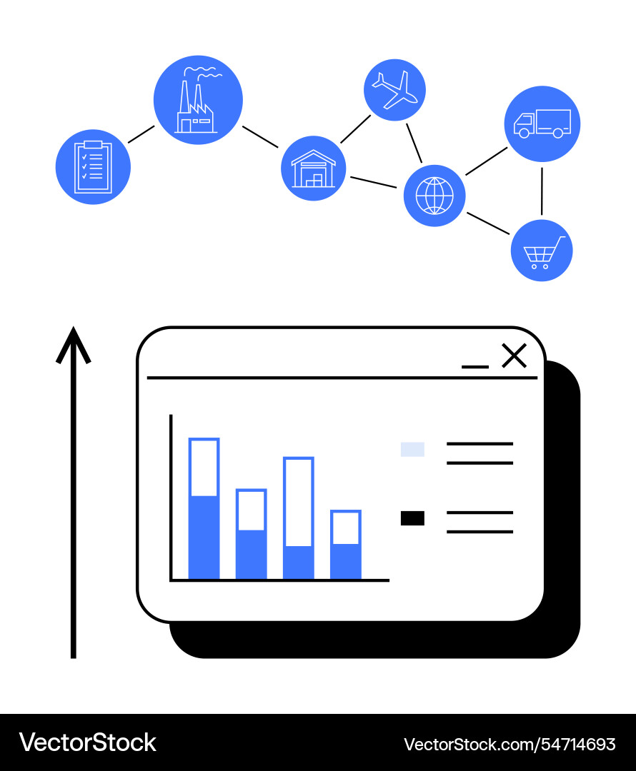Visualizing supply chain connectivity with data Visualizing supply chain connectivity with data Vector Image