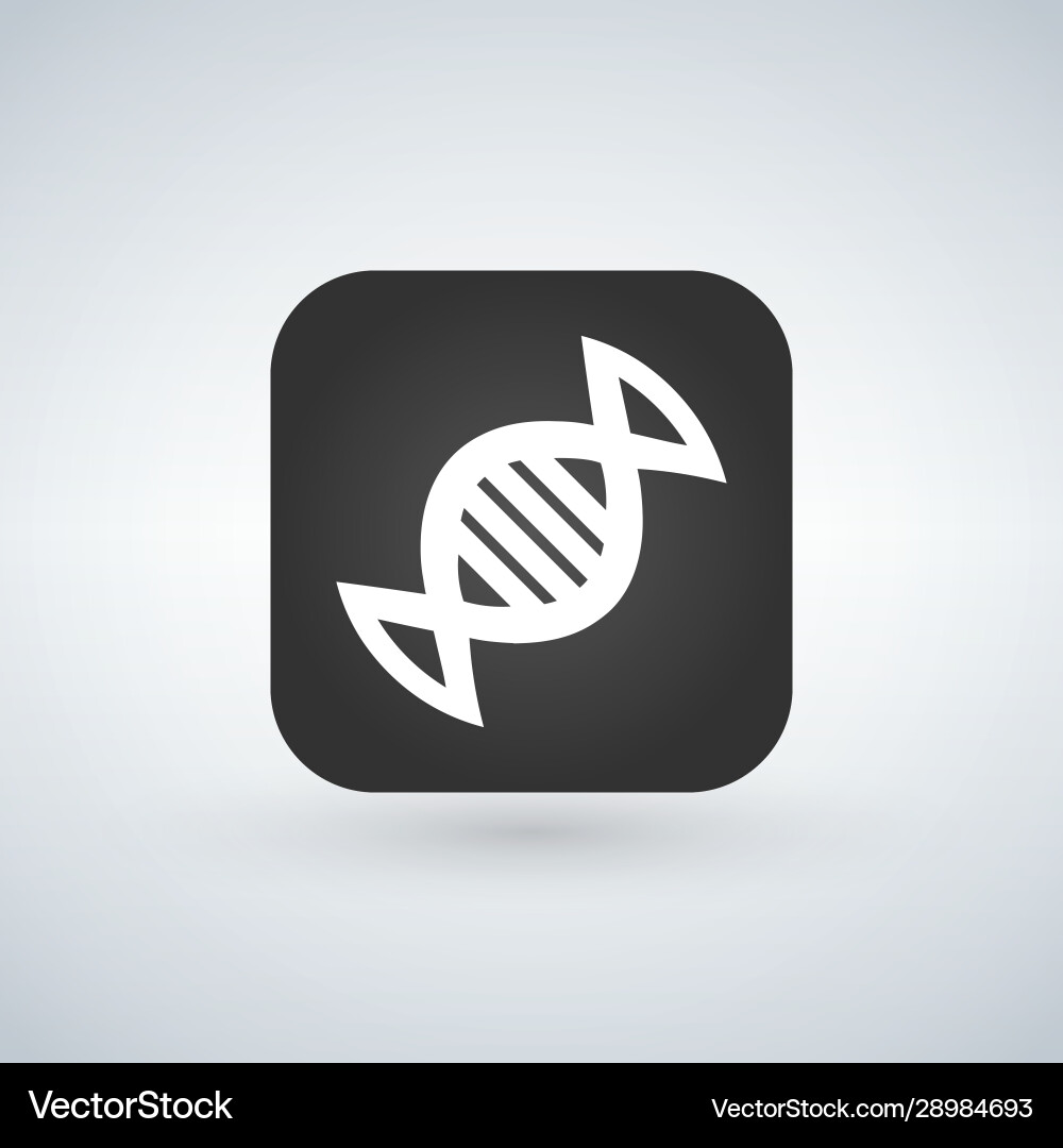 White dna icon on black web application button Vector Image