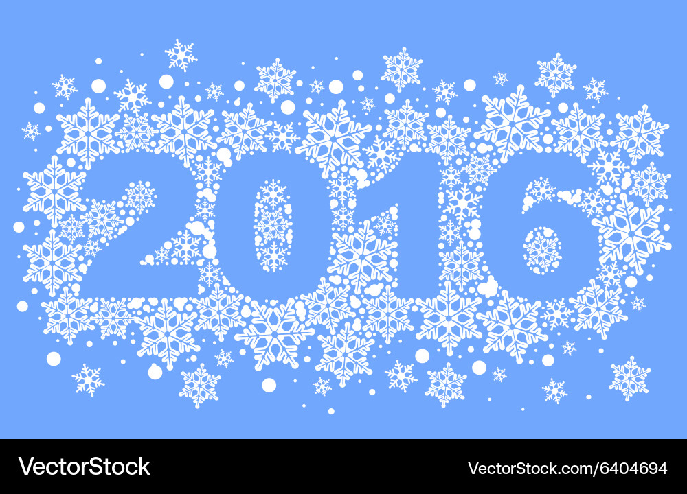 2016 background of snowflakes number text vector image