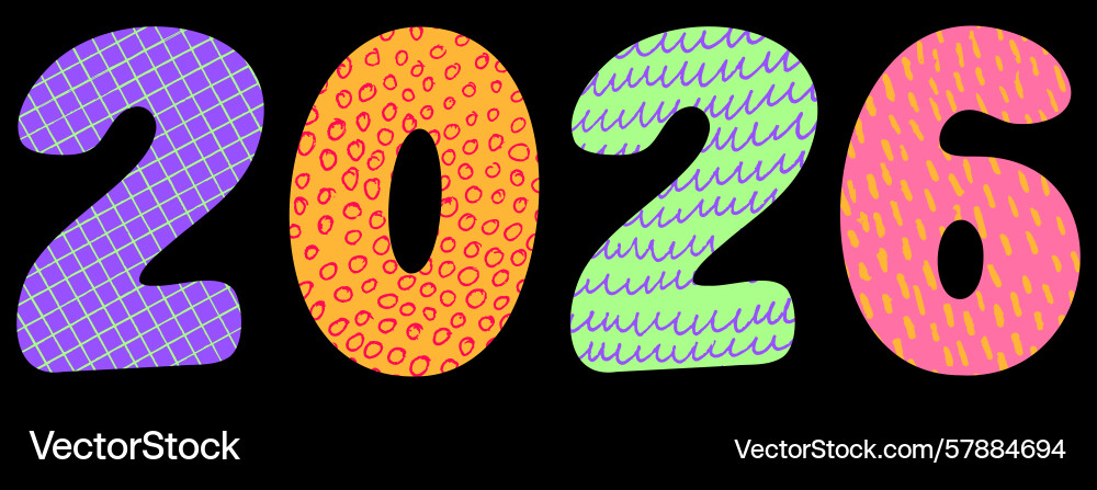 2026 numbers with funky patterns 2026 numbers with funky patterns vector image