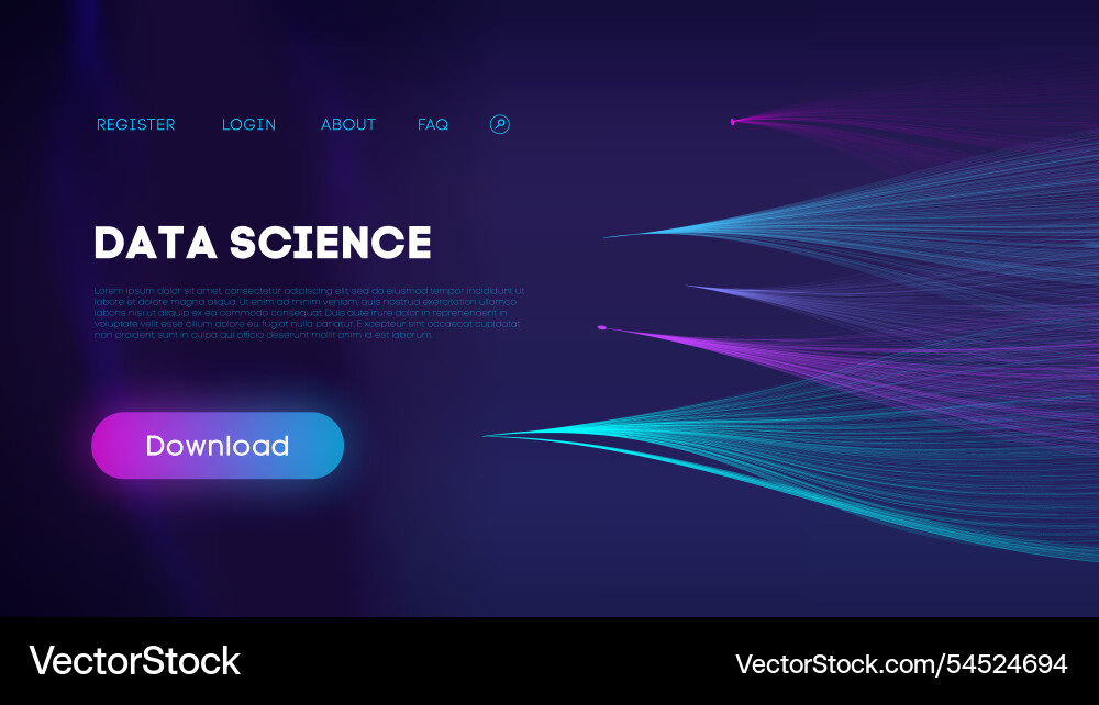 Bright data science visualization on navy Vector Image