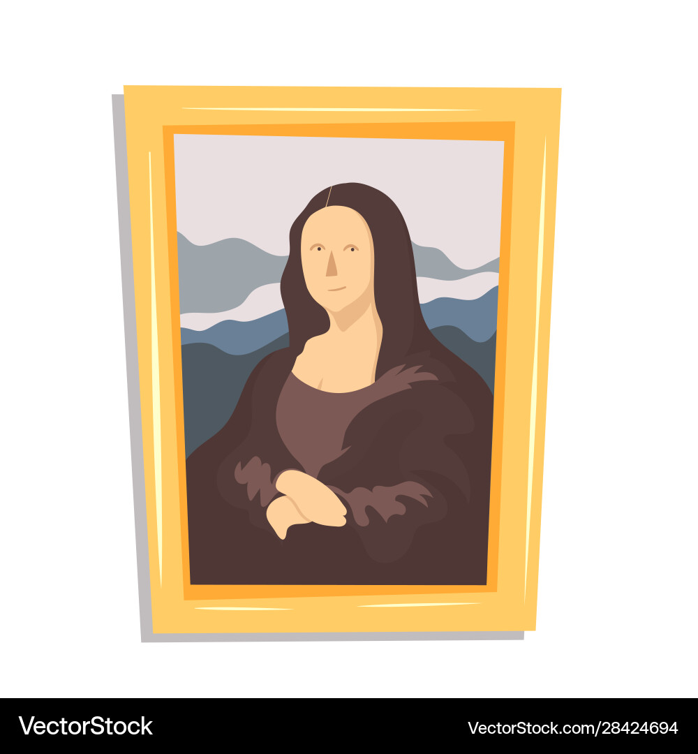 Cartoon Mona Lisa Portrait Vector Image