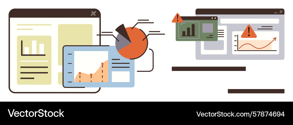 Data analysis dashboard with charts graphs Vector Image