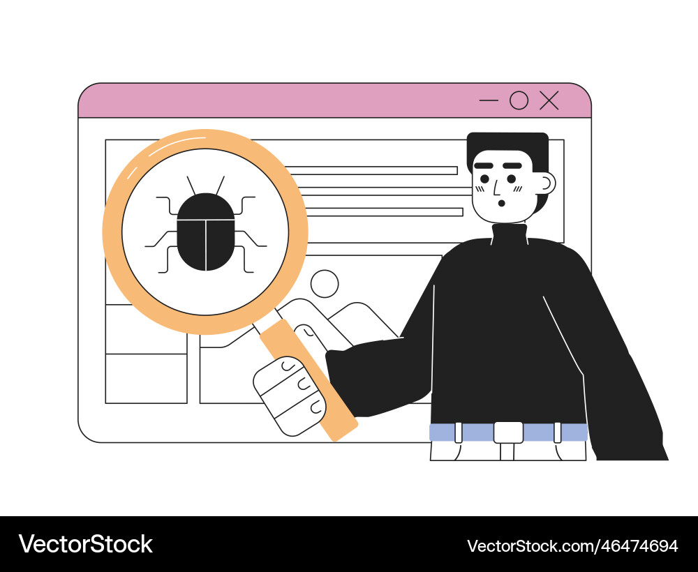 Debugging web application line concept spot Debugging web application line concept spot vector image