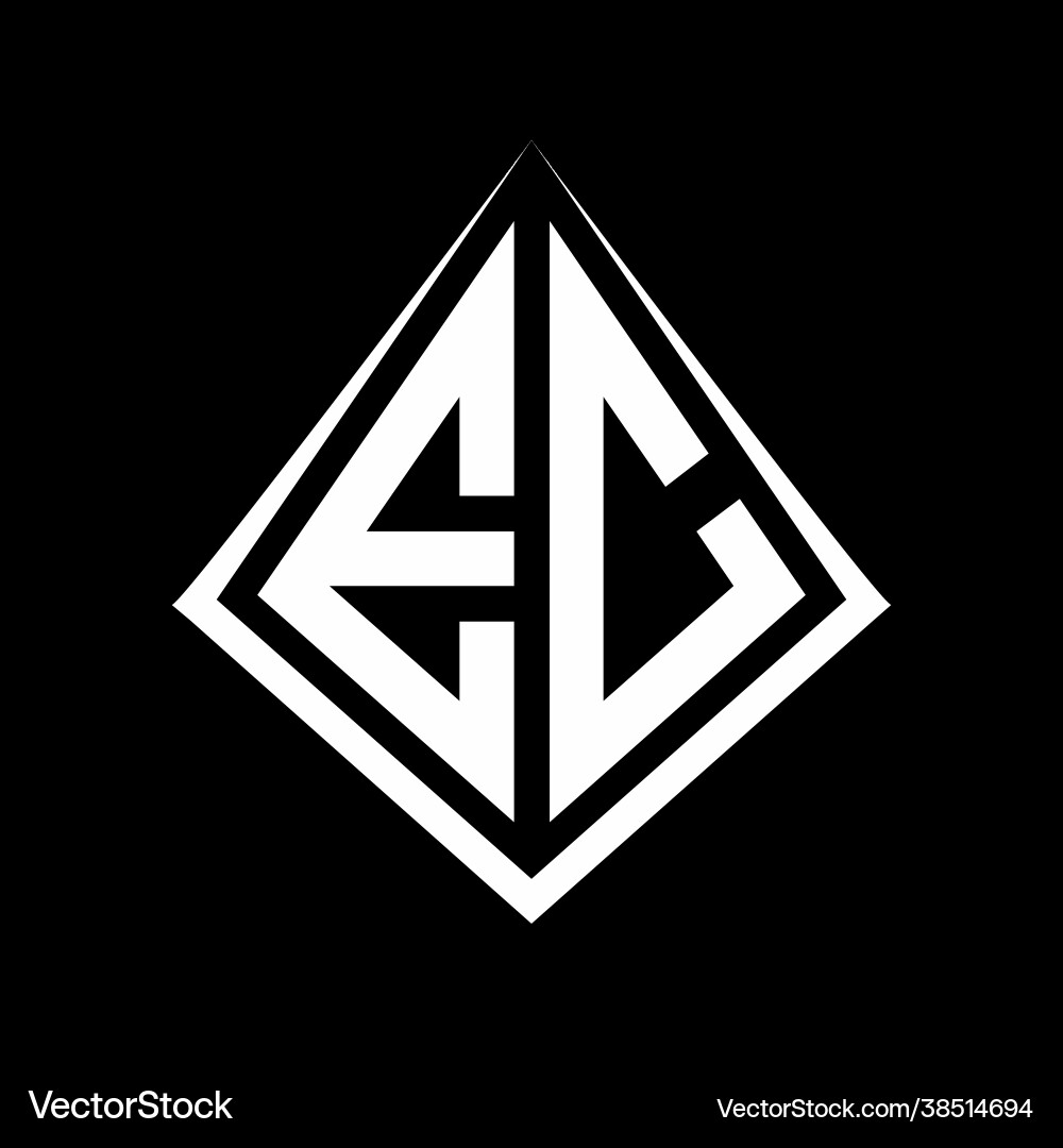 Ec logo letters monogram with prisma shape design Vector Image