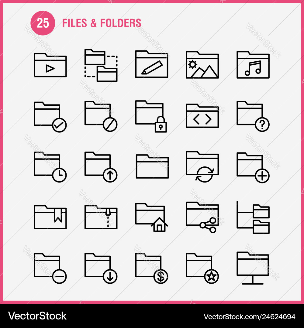 Files and folders line icon pack for designers Files and folders line icon pack for designers vector image