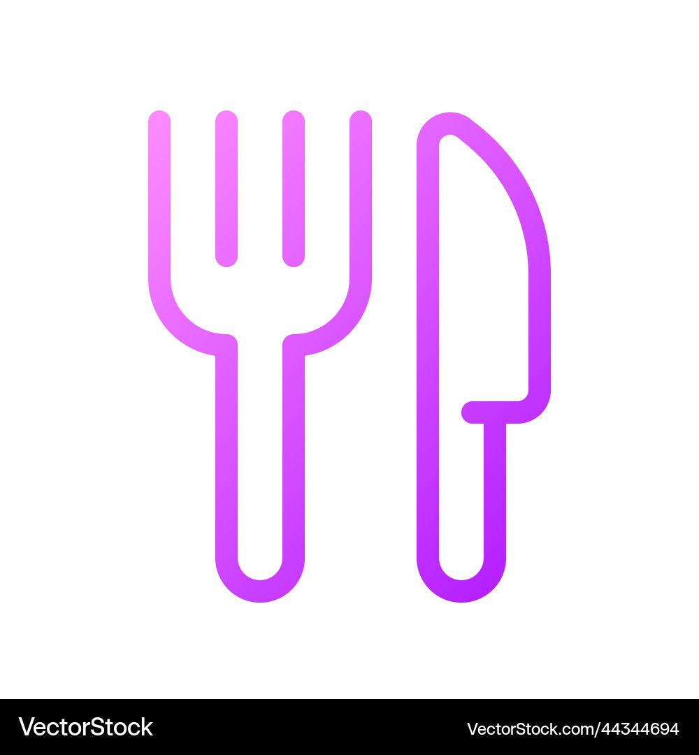 Fork and knife pixel perfect gradient linear ui Fork and knife pixel perfect gradient linear ui vector image