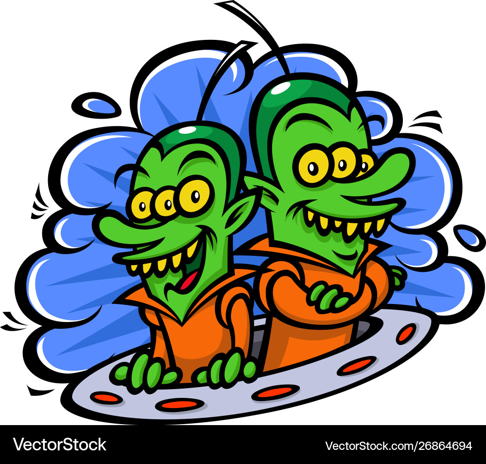 Funny aliens in a spaceship flat style image Funny aliens in a spaceship flat style image Vector Image