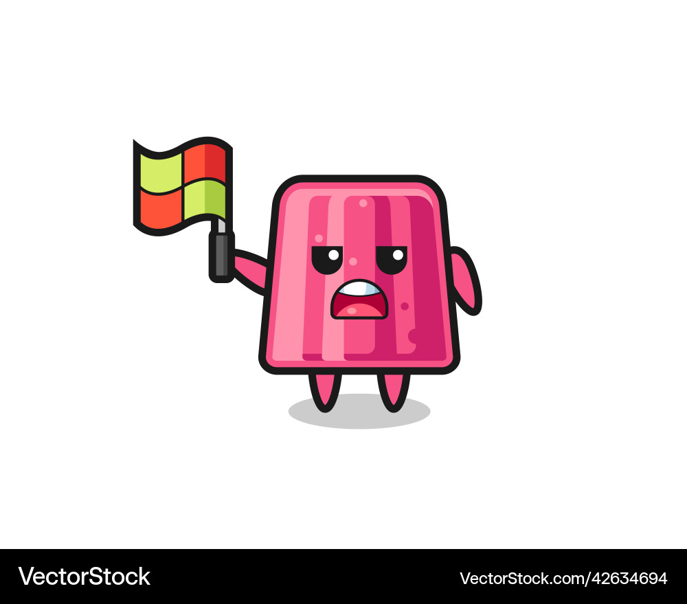 Jelly character as line judge putting the flag up Jelly character as line judge putting the flag up vector image