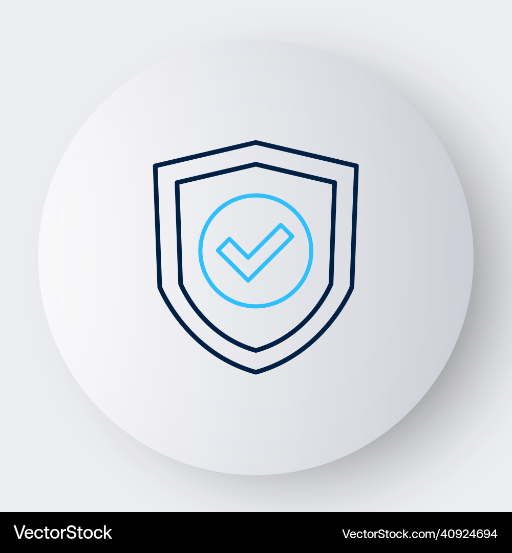 Line shield with check mark icon isolated on white Line shield with check mark icon isolated on white vector image