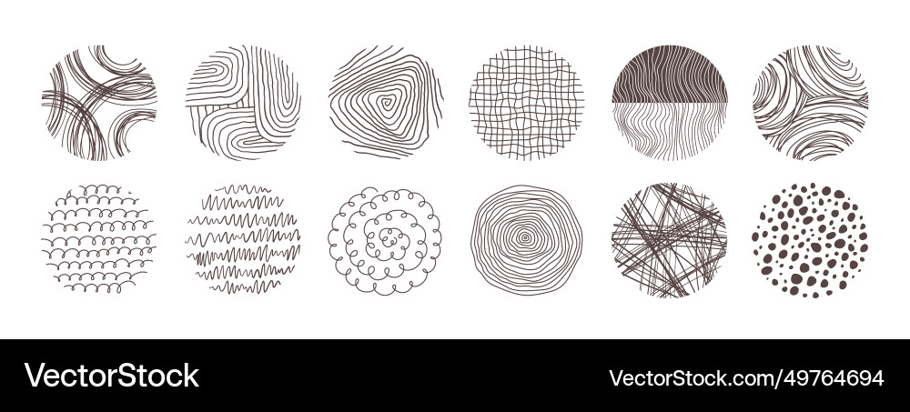 Patterns ornaments textures in circles vector image