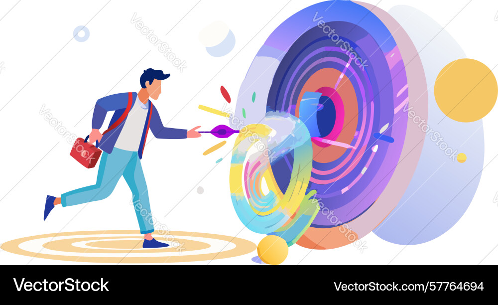 Portal sprint person running through a digital Vector Image