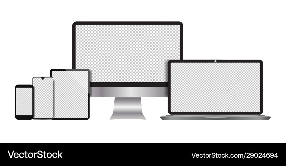 Realistic computers laptops tablets smartphone Vector Image