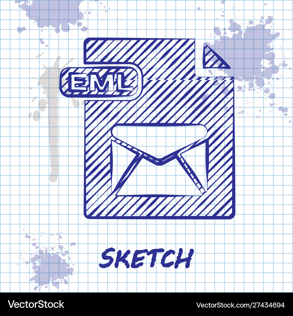 Sketch line eml file document download button Vector Image