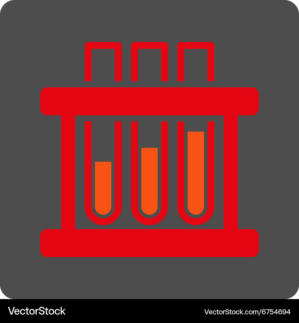 Test tubes rounded square button vector image