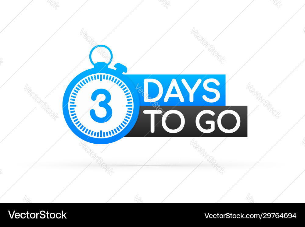 Three Days To Go Countdown Icon vector image