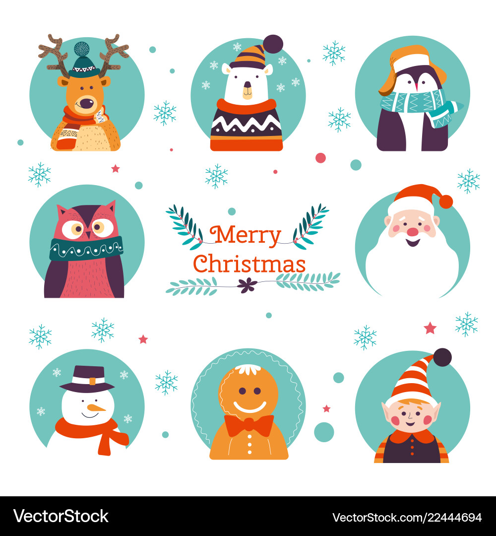 Winter Holiday Characters Vector Image
