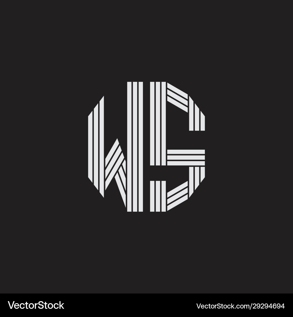 Ws logo monogram with outline style linked Vector Image
