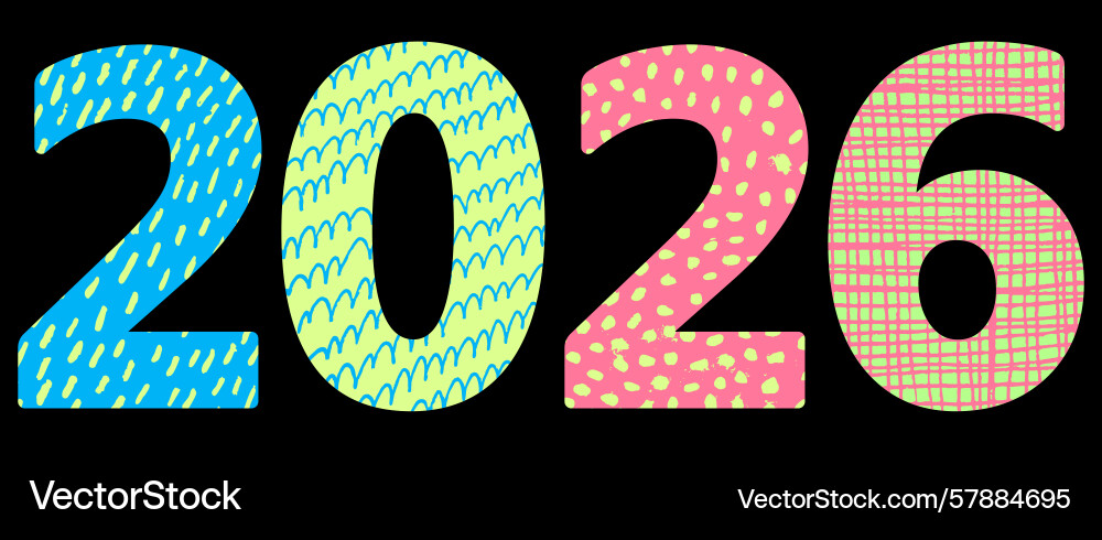 2026 digits with colorful patterns vector image