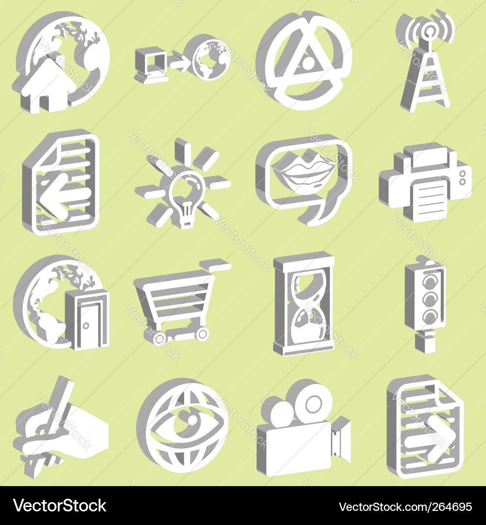 3d internet web icons vector image