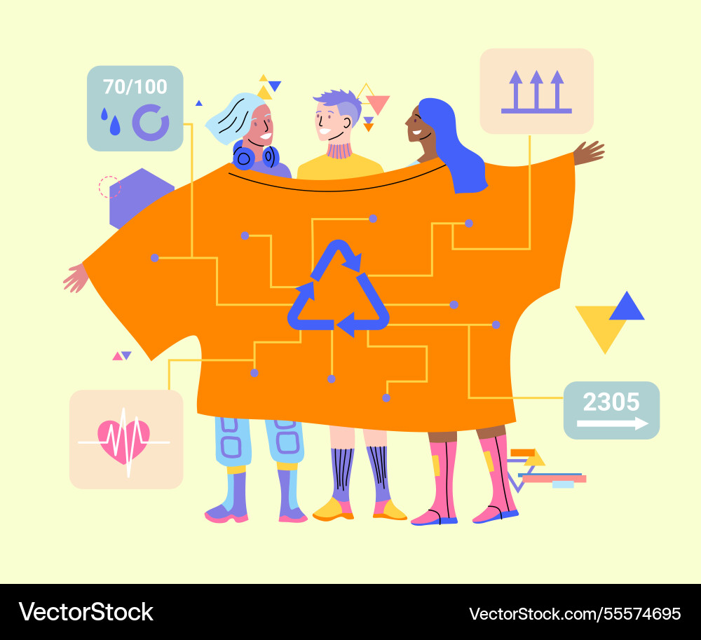 Cartoon color characters and eco tech fashion Cartoon color characters and eco tech fashion vector image