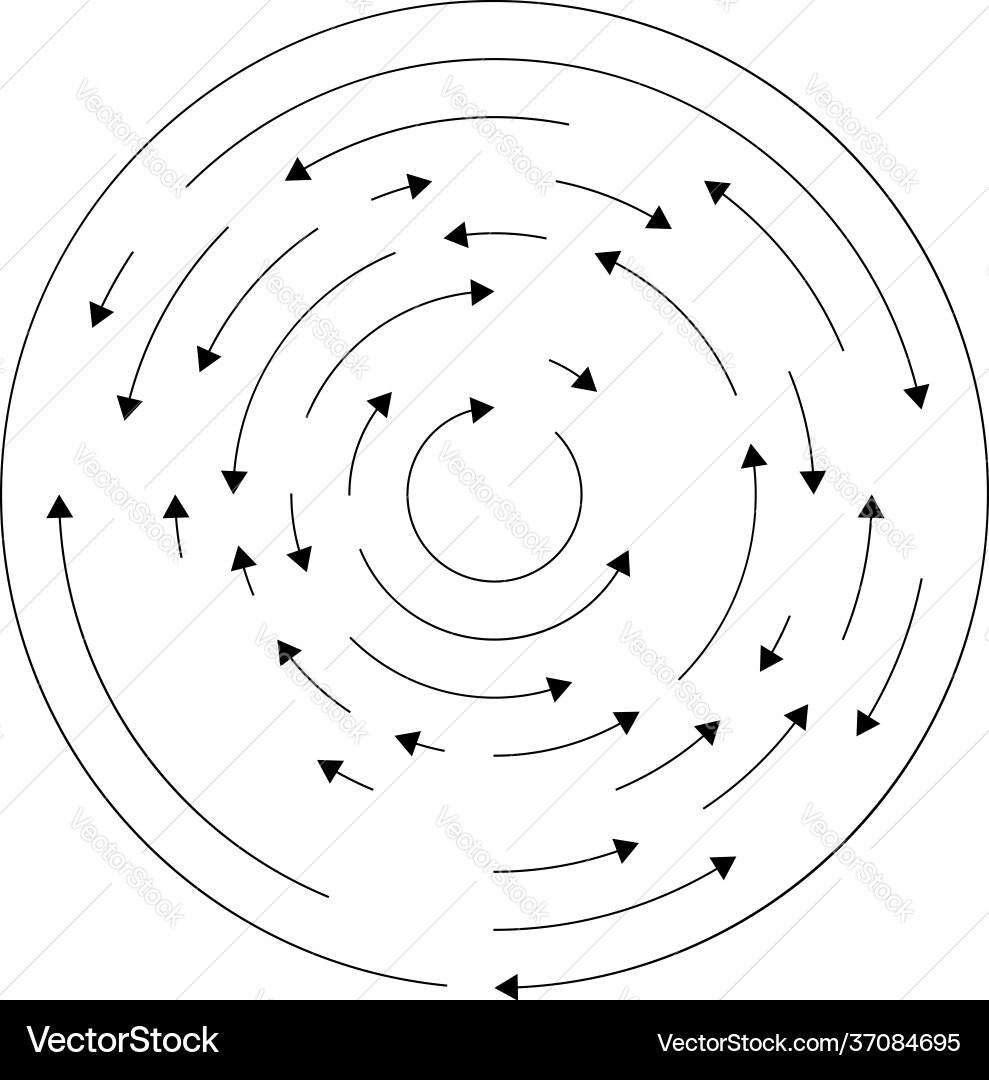 Circular concentric arrows in opposite direction Vector Image