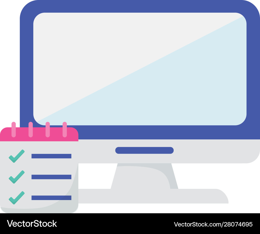 Computer calendar check mark learning online vector image