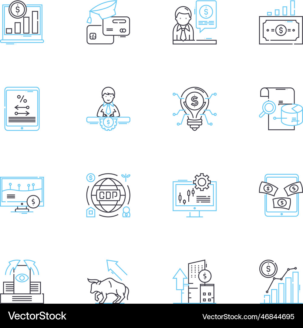 Data insights linear icons set analytics trends Data insights linear icons set analytics trends vector image