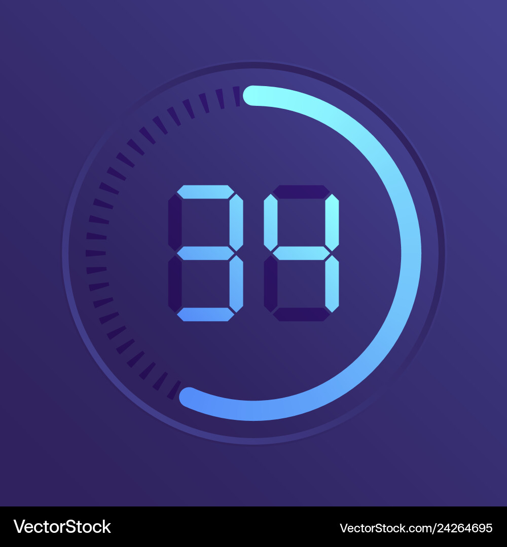 Digital Clock Icon - 34 Minutes vector image