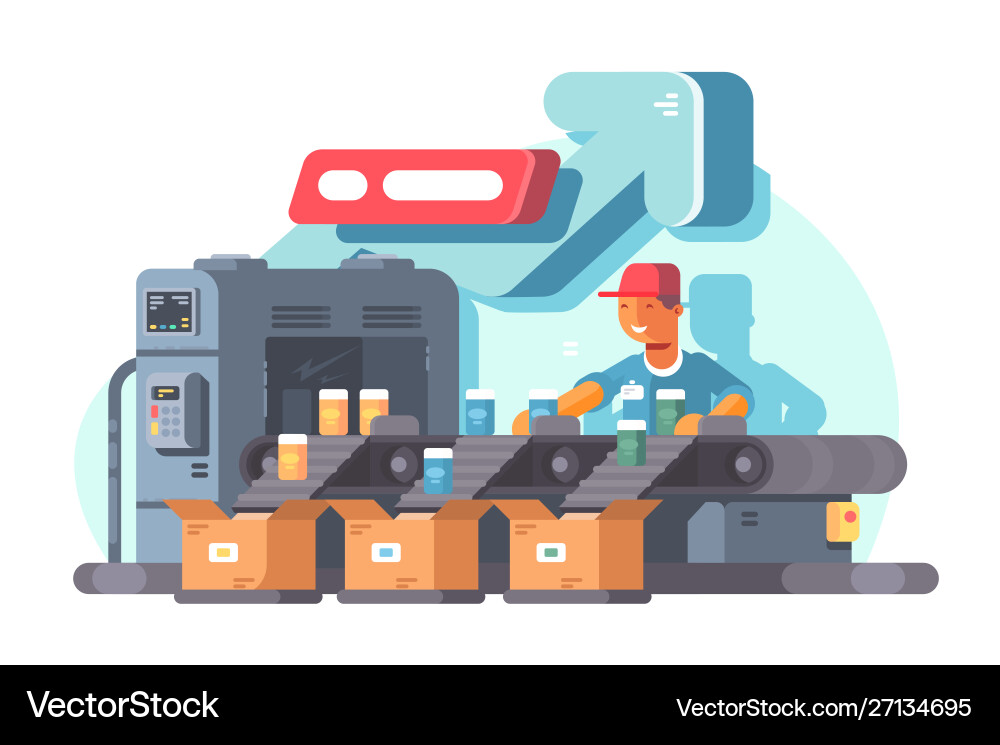Factory Worker on Sorting Line vector image