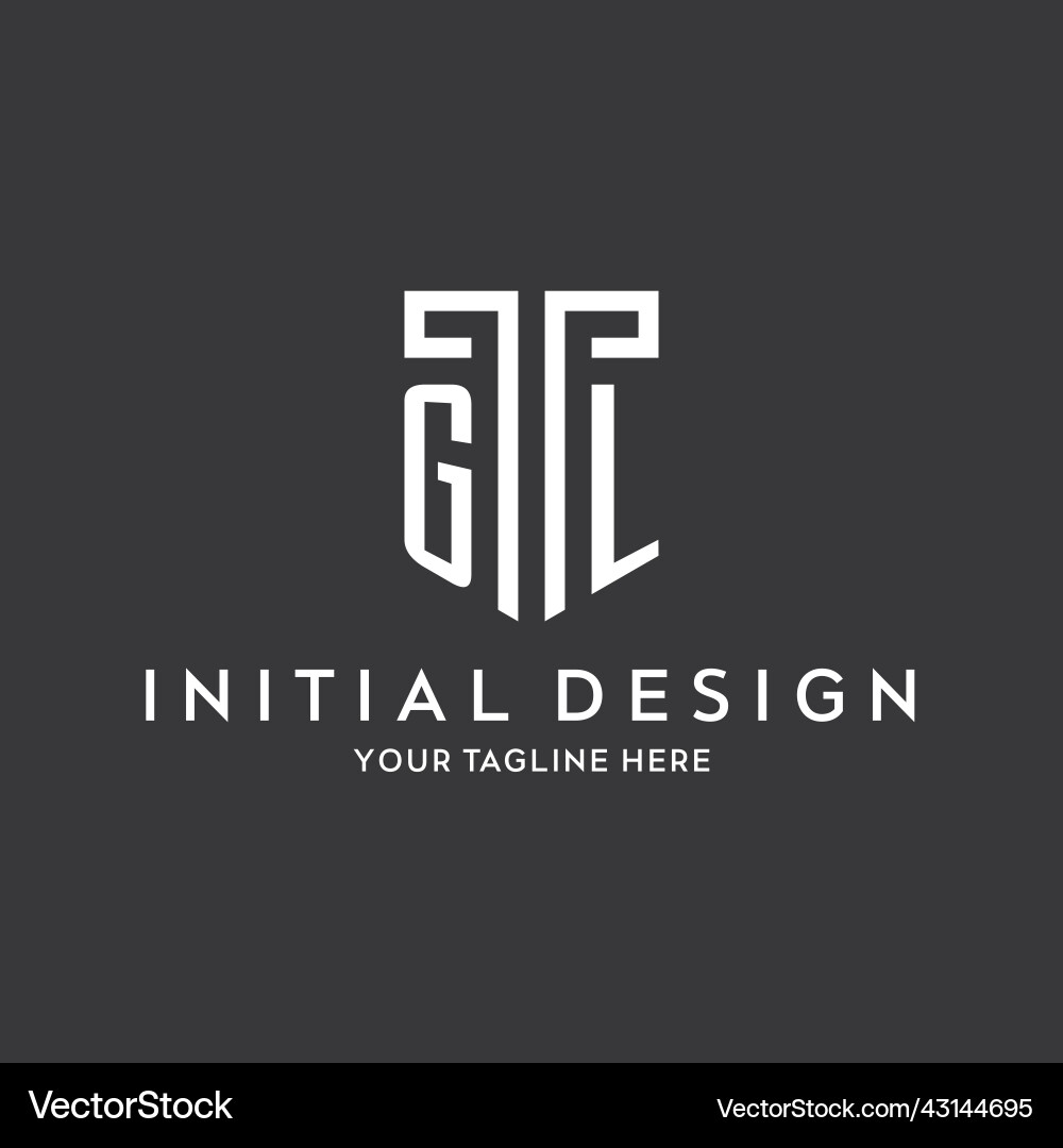Gl monogram initial name with shield shape icon Vector Image
