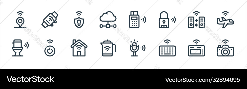 Internet things line icons linear set quality Internet things line icons linear set quality vector image
