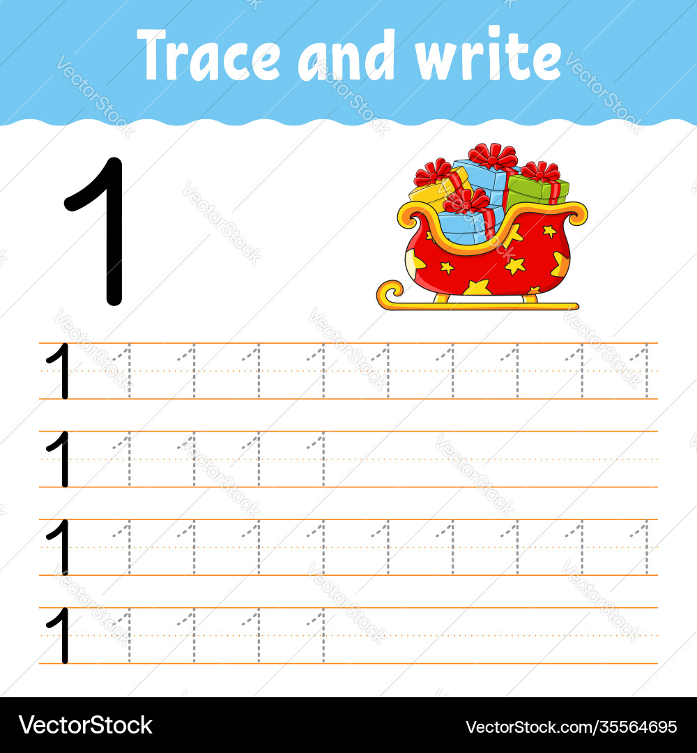 Learn numbers trace and write winter theme Learn numbers trace and write winter theme vector image
