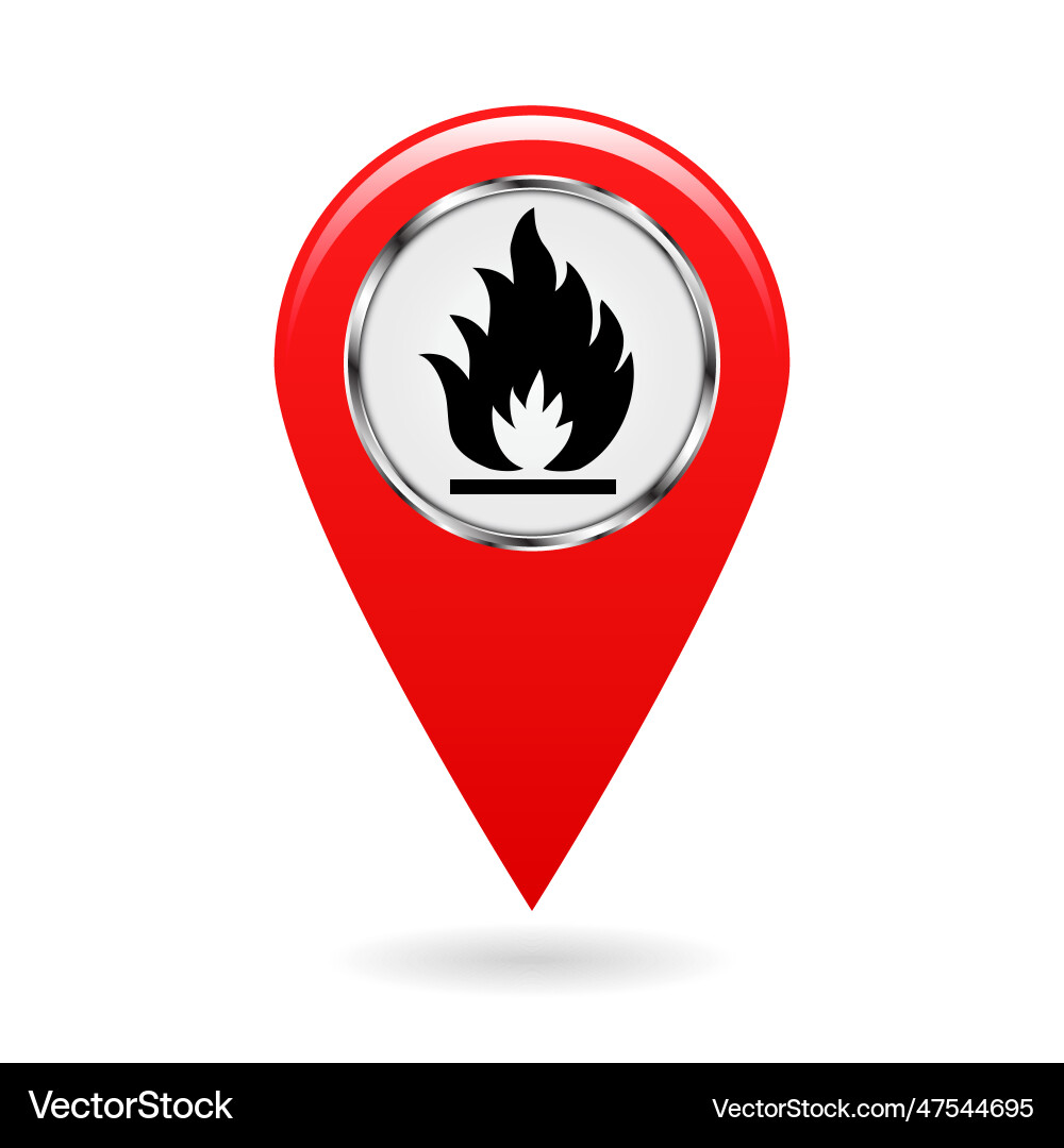 Map pointer index of flammable substances Map pointer index of flammable substances vector image