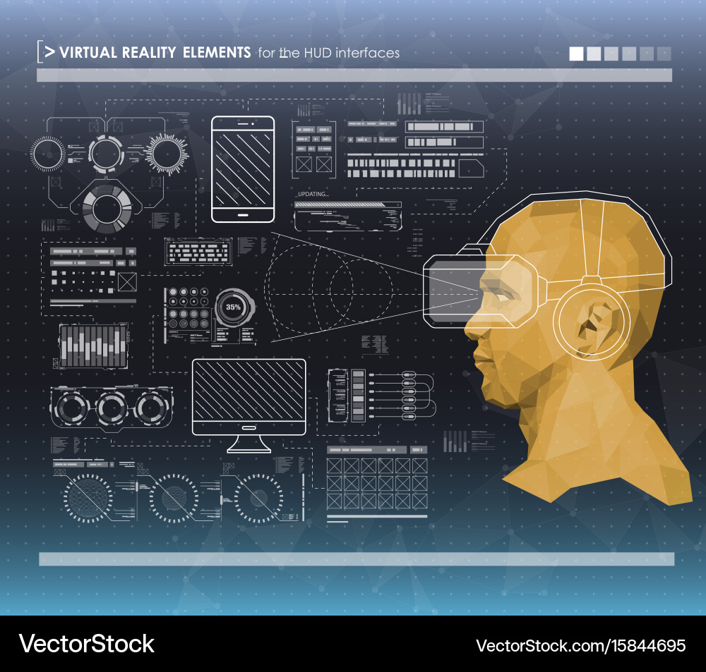 Modern Head-Up Display UI Elements vector image