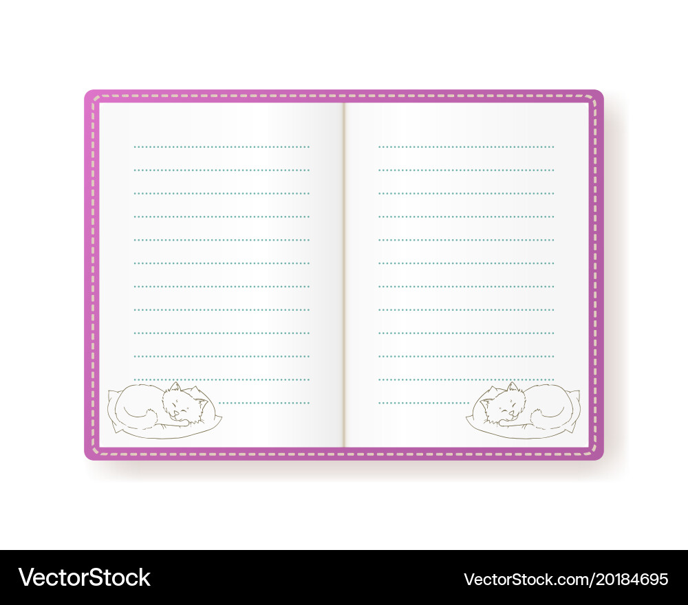 Notebook with sleeping kitten vector image