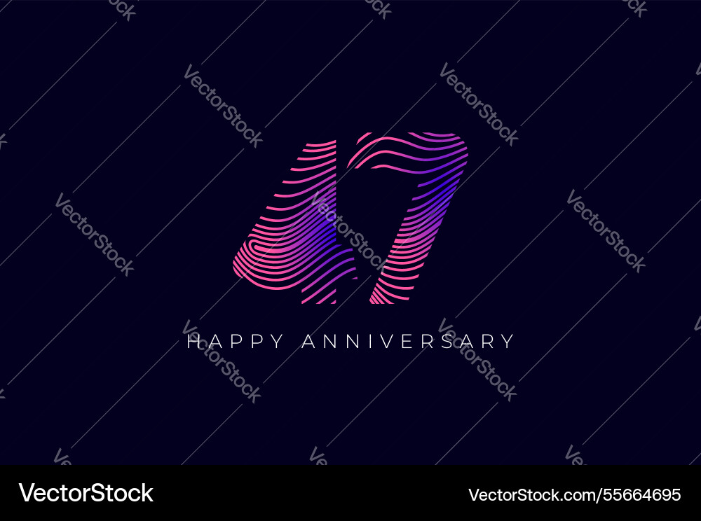 Numeric design with line curve 47th happy Numeric design with line curve 47th happy vector image