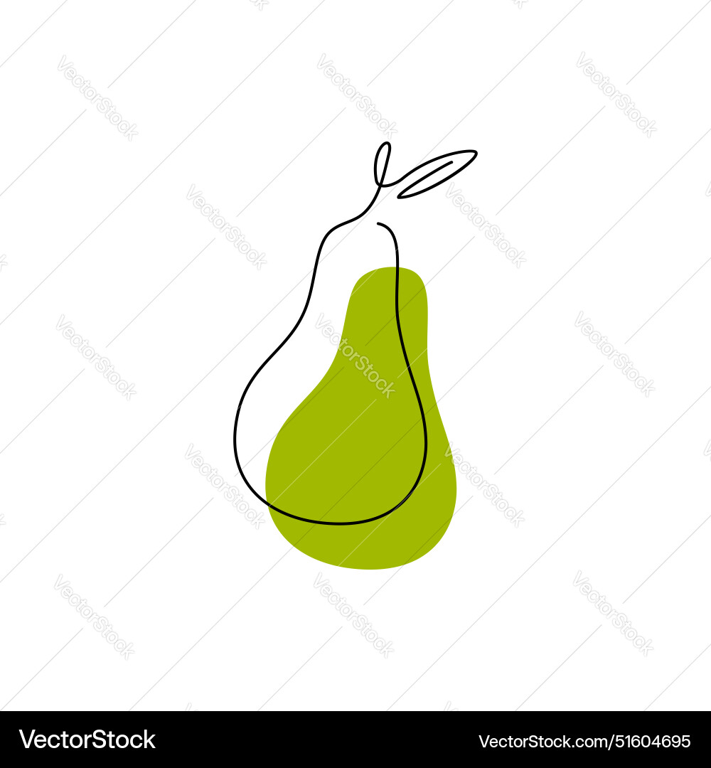 Pear in continuous contour drawing silhouette Pear in continuous contour drawing silhouette vector image