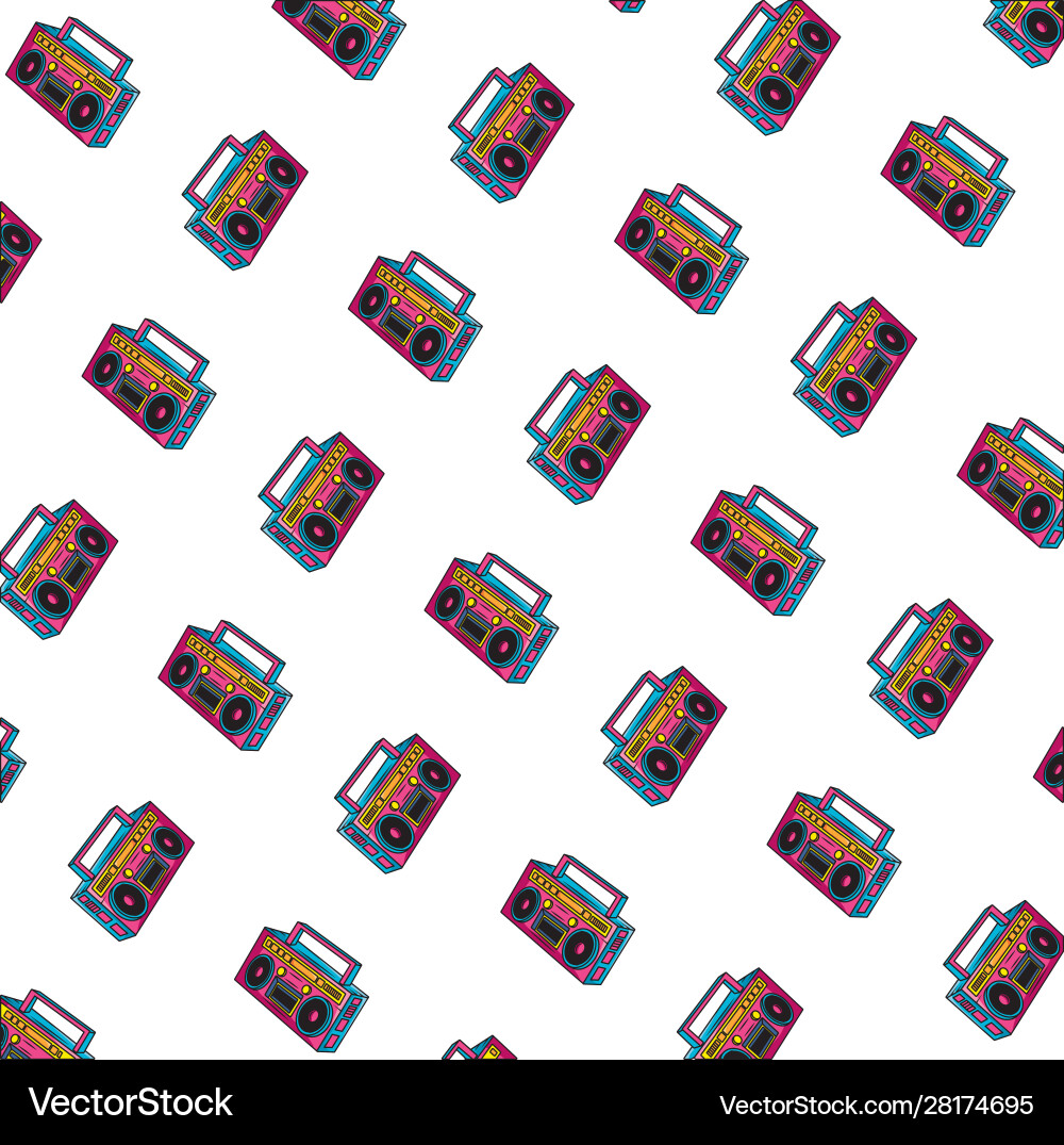 Retro radio music player pattern pop art style Vector Image