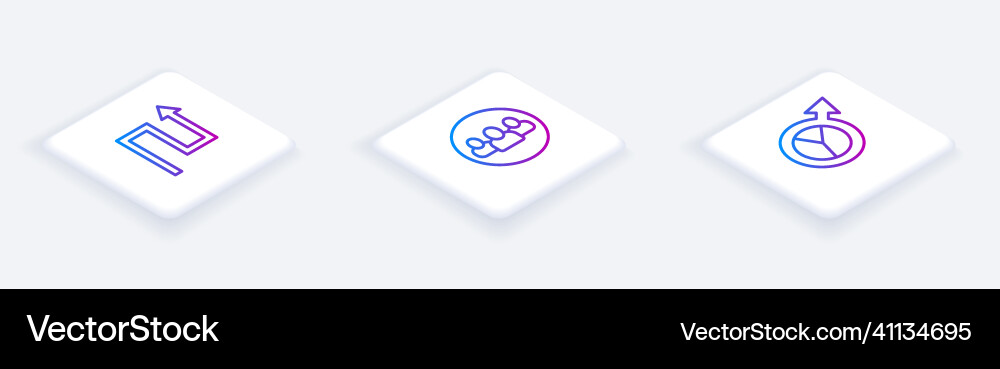 Set isometric line arrow project team base Vector Image
