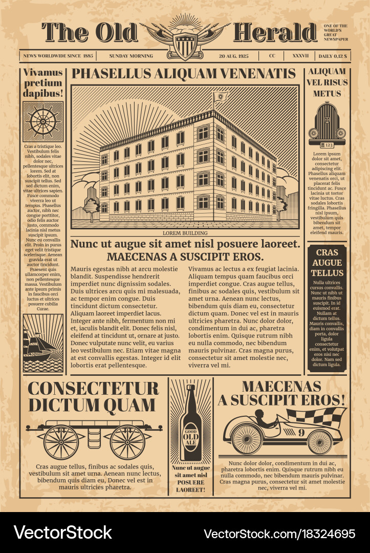 Vintage newspaper template with newsprint Vector Image vintage-newspaper-template-with-newsprint-vector-image