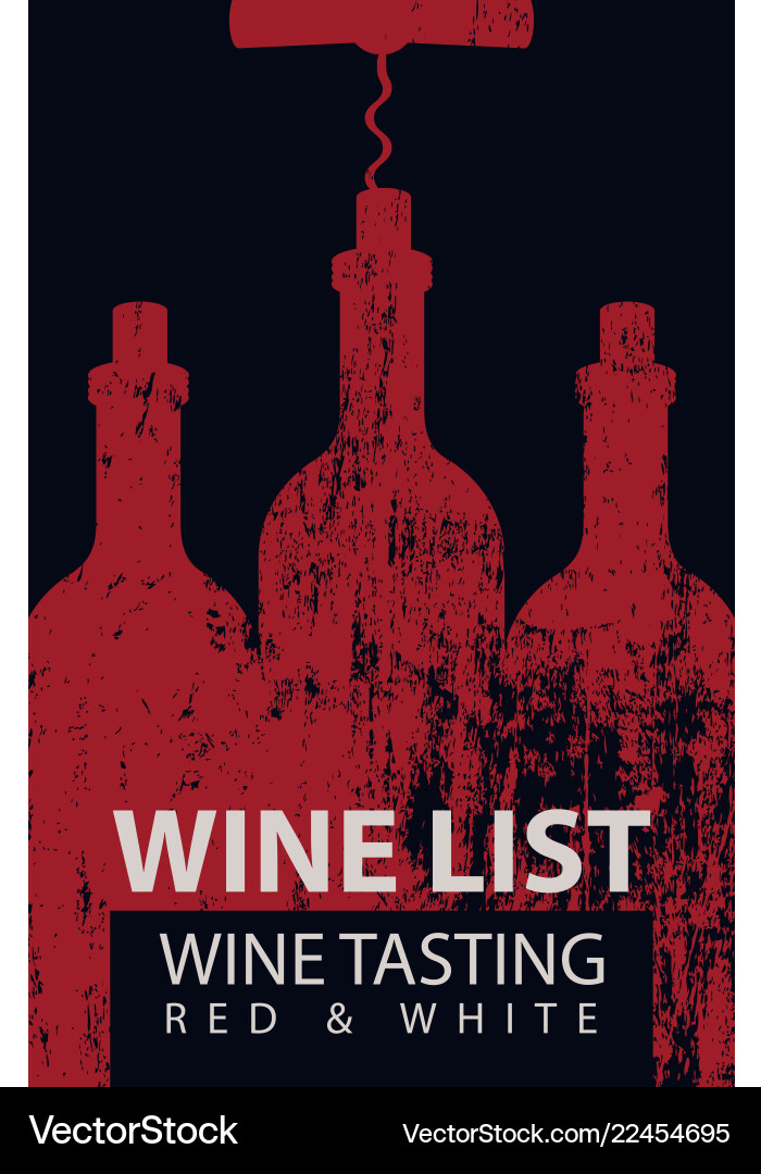 Wine list for tasting with bottles and corkscrew Wine list for tasting with bottles and corkscrew vector image