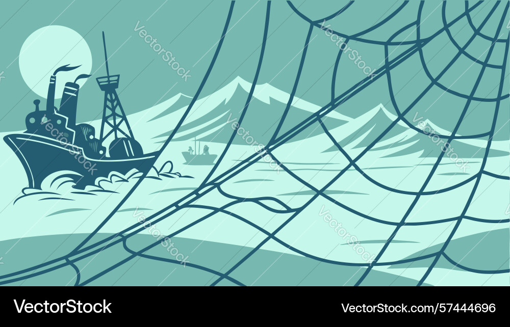 Abstract fishing net with dynamic swirls design vector image
